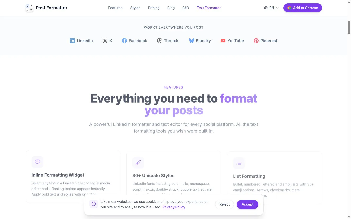 Post Formatter screenshot