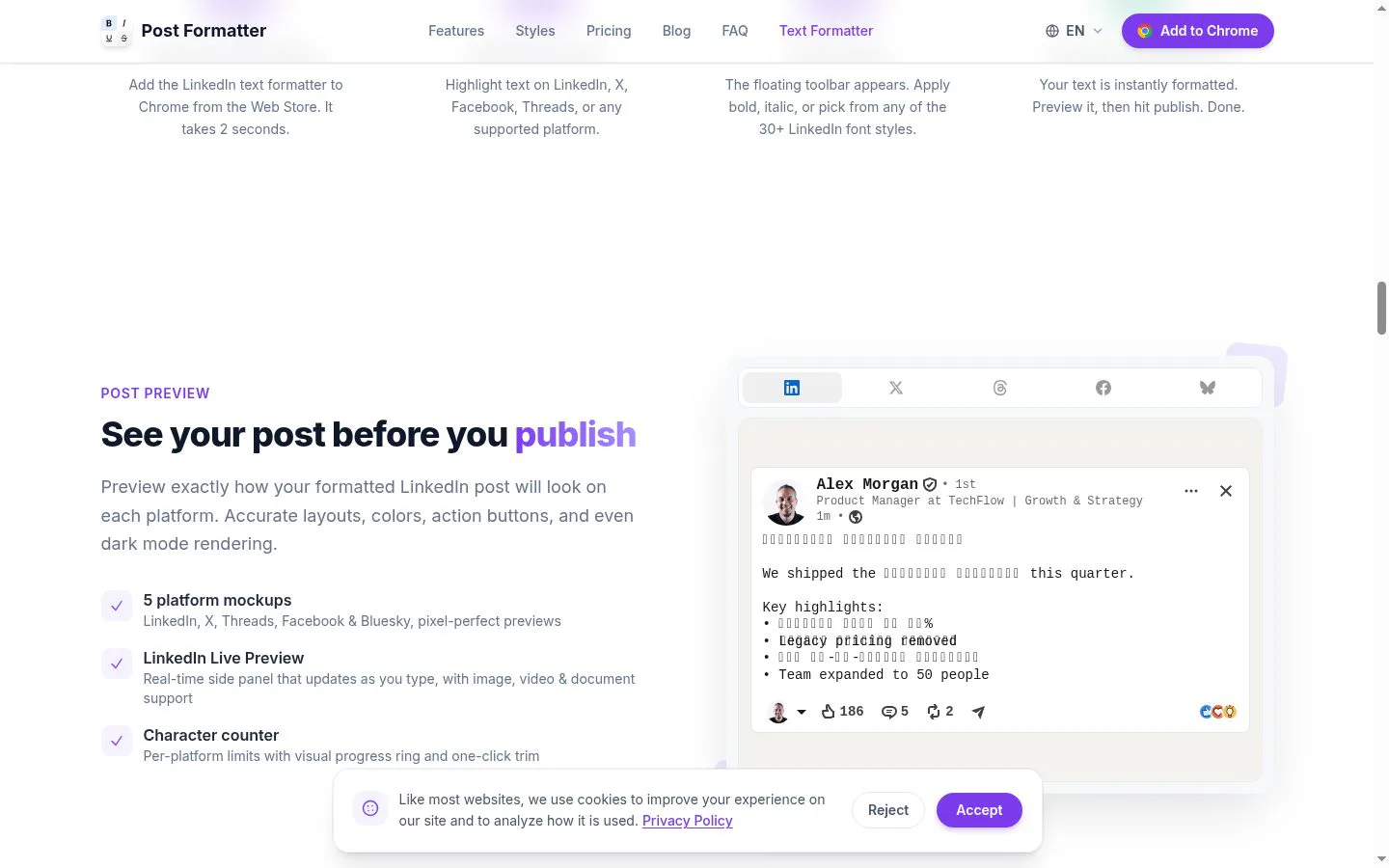 Post Formatter screenshot