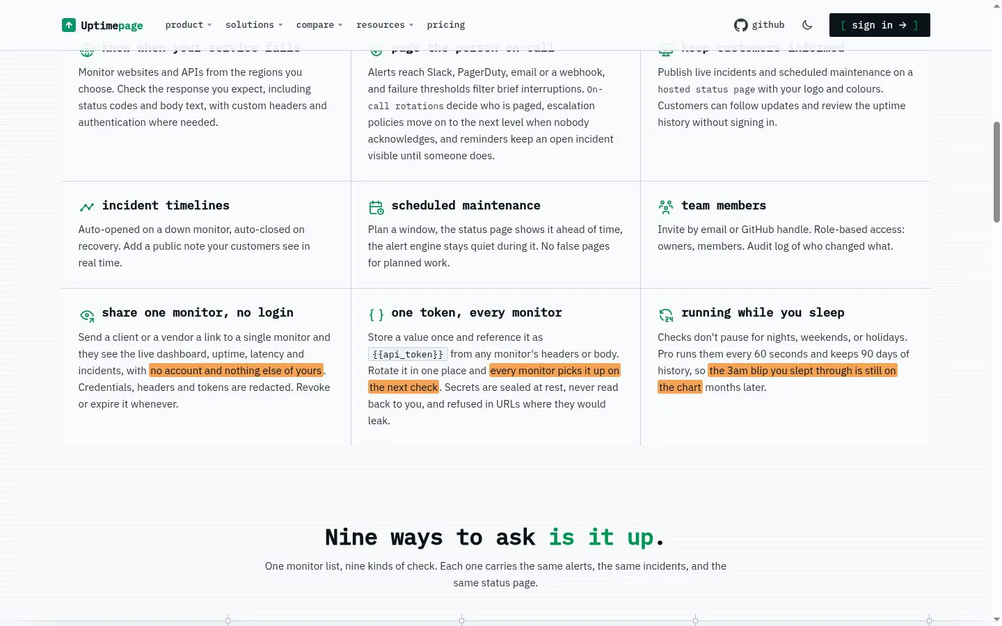 Uptimepage screenshot