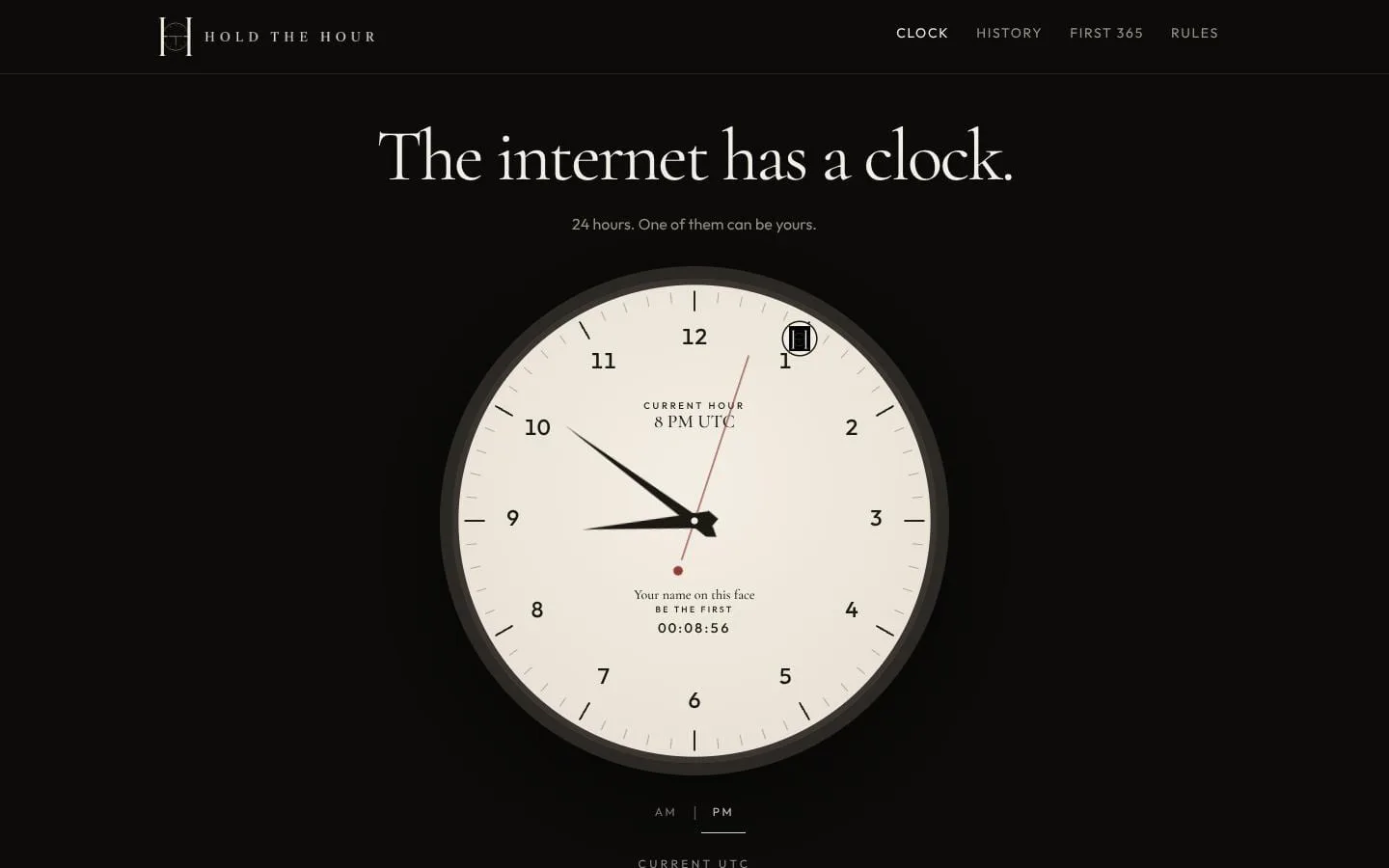 Hold the Hour — The internet has a clock screenshot