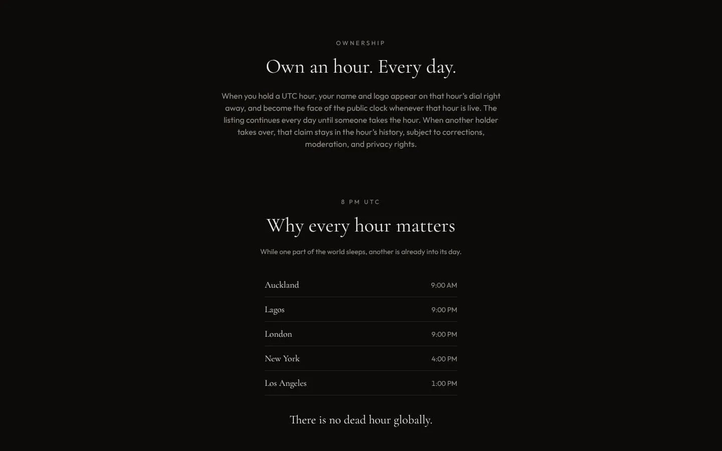 Hold the Hour — The internet has a clock screenshot