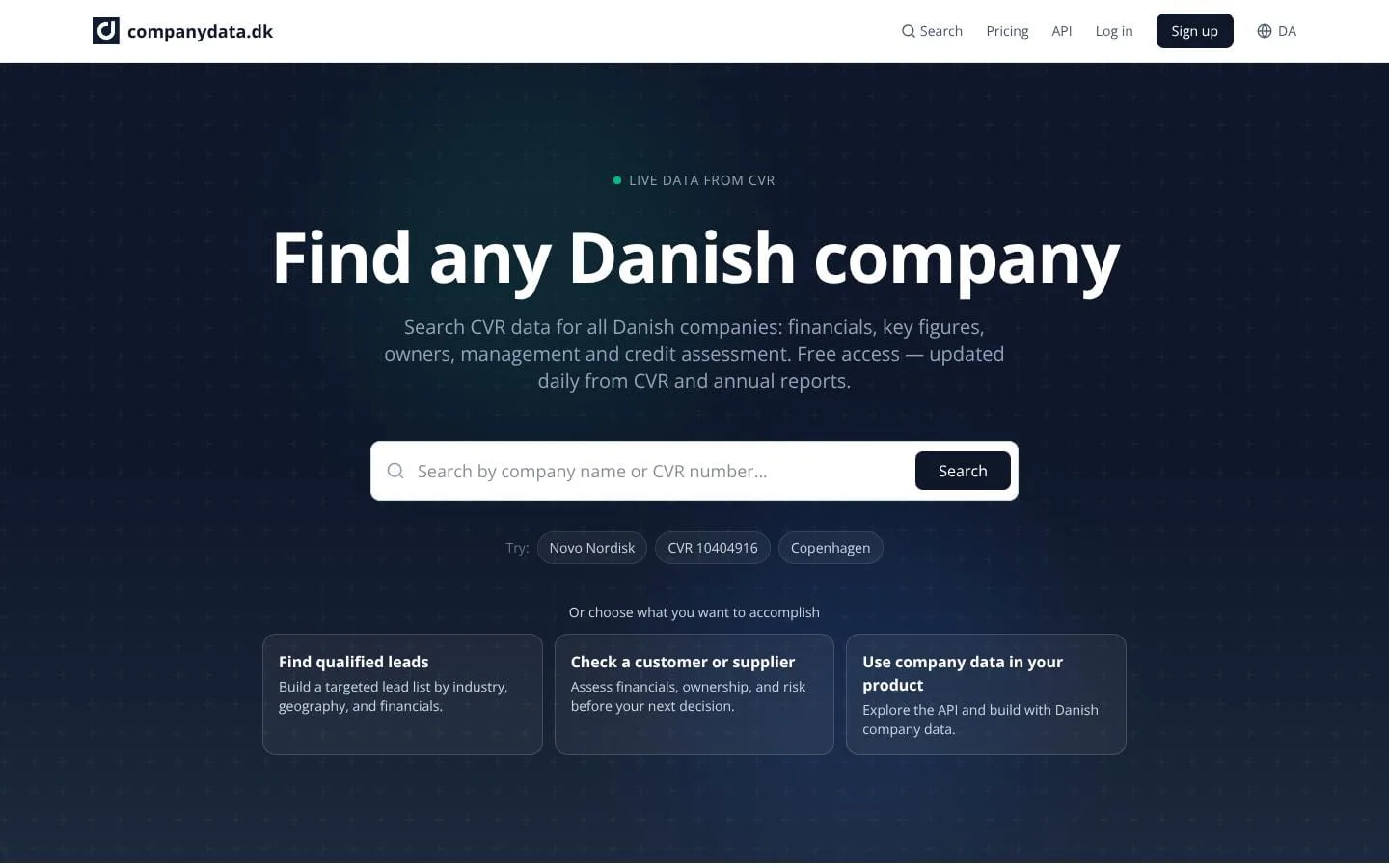 companydata.dk screenshot