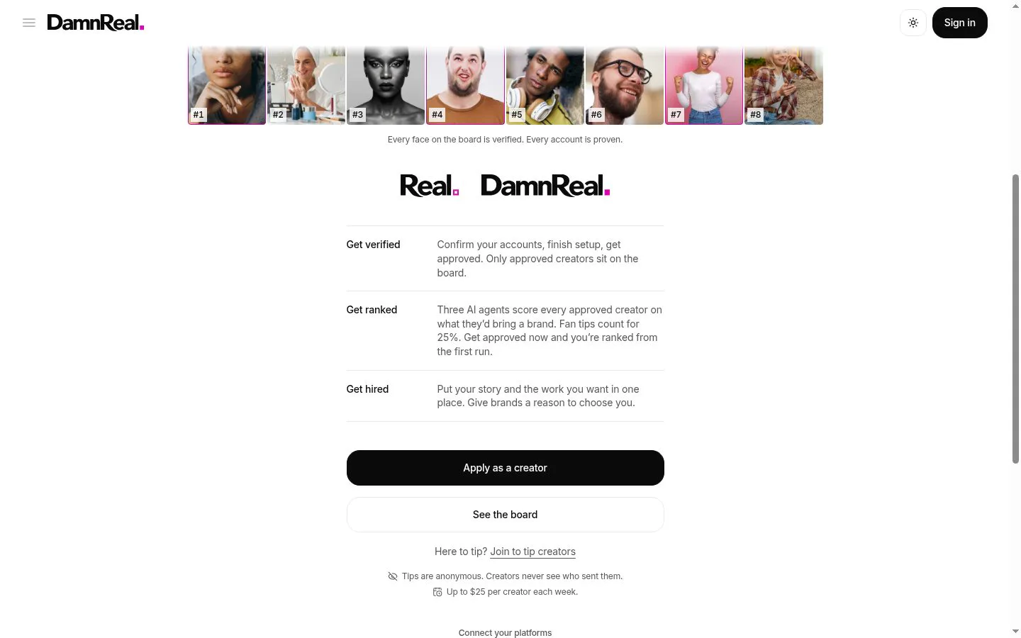 DamnReal.com screenshot