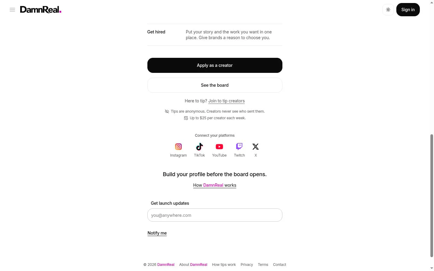 DamnReal.com screenshot