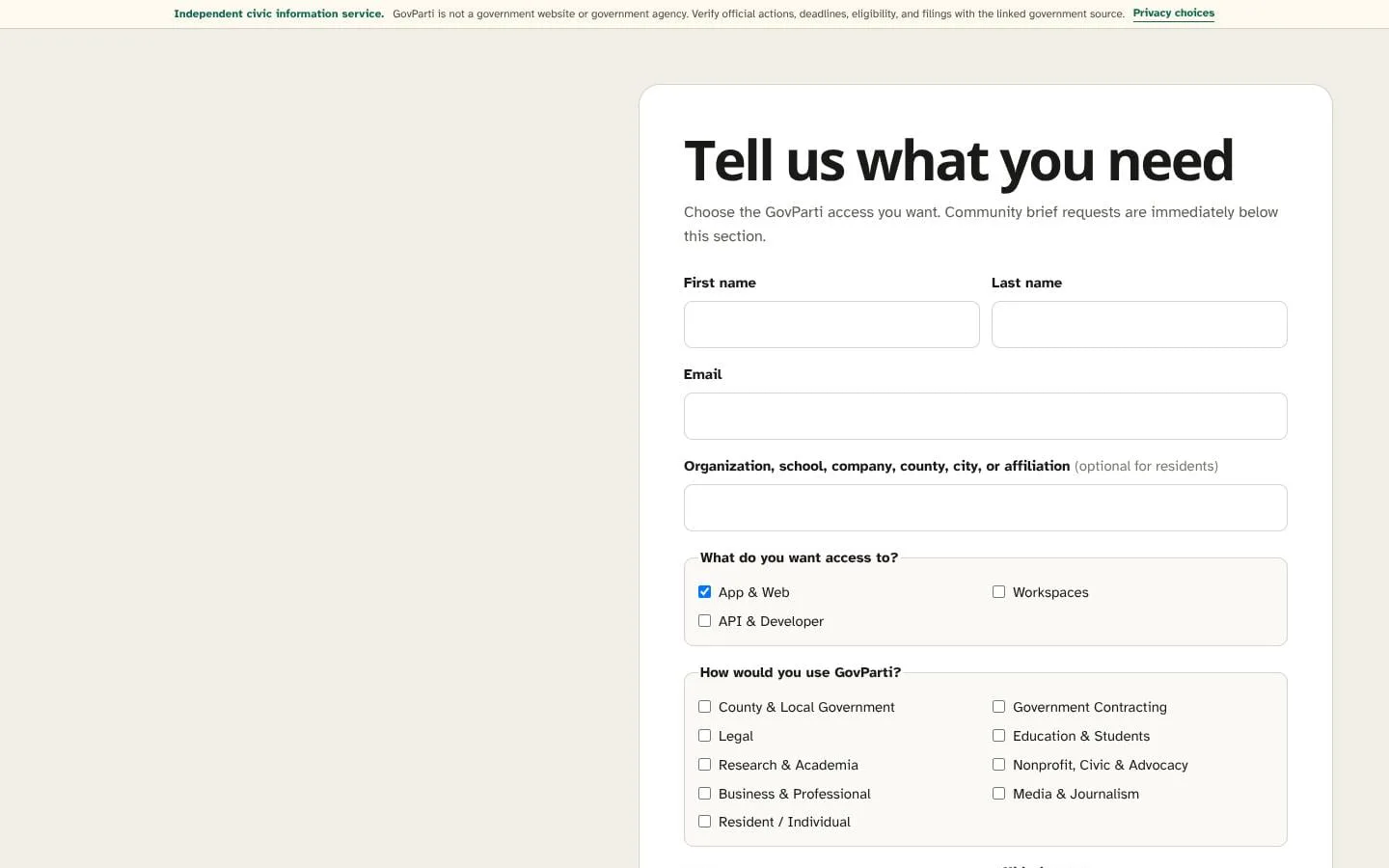 GovParti screenshot