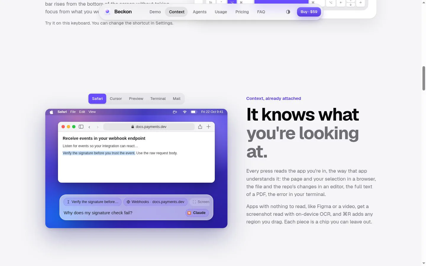 Beckon screenshot