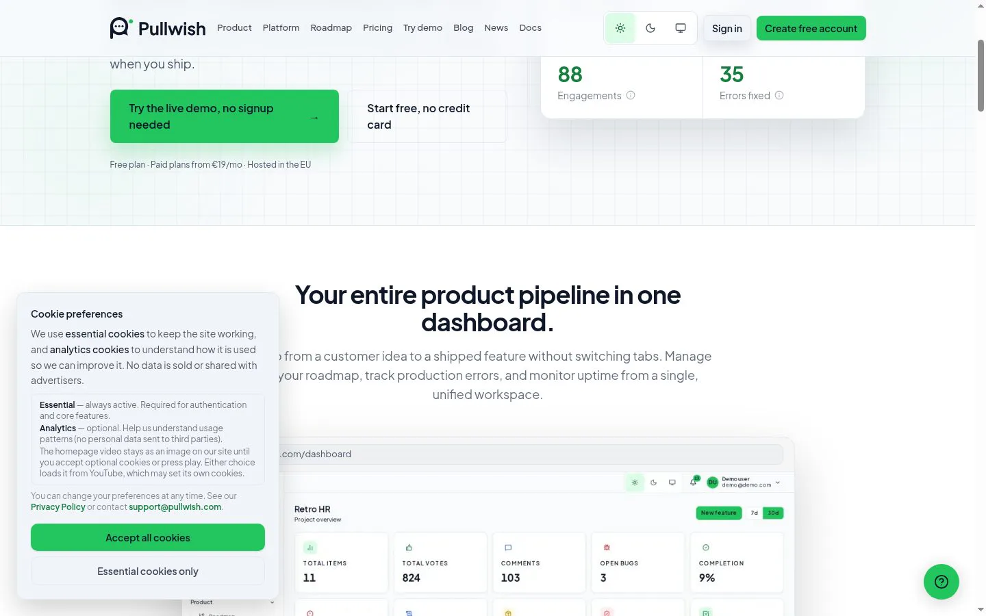 Pullwish screenshot