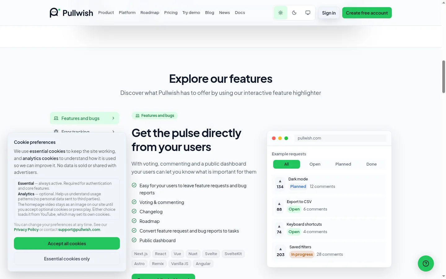 Pullwish screenshot