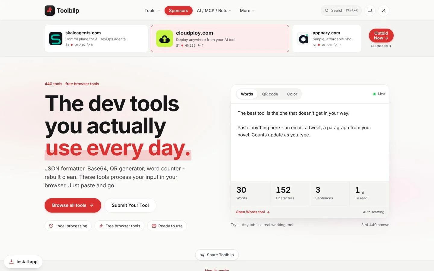 Toolblip screenshot