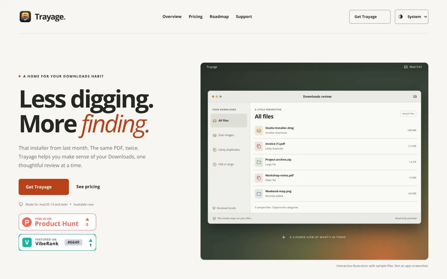 Trayage screenshot
