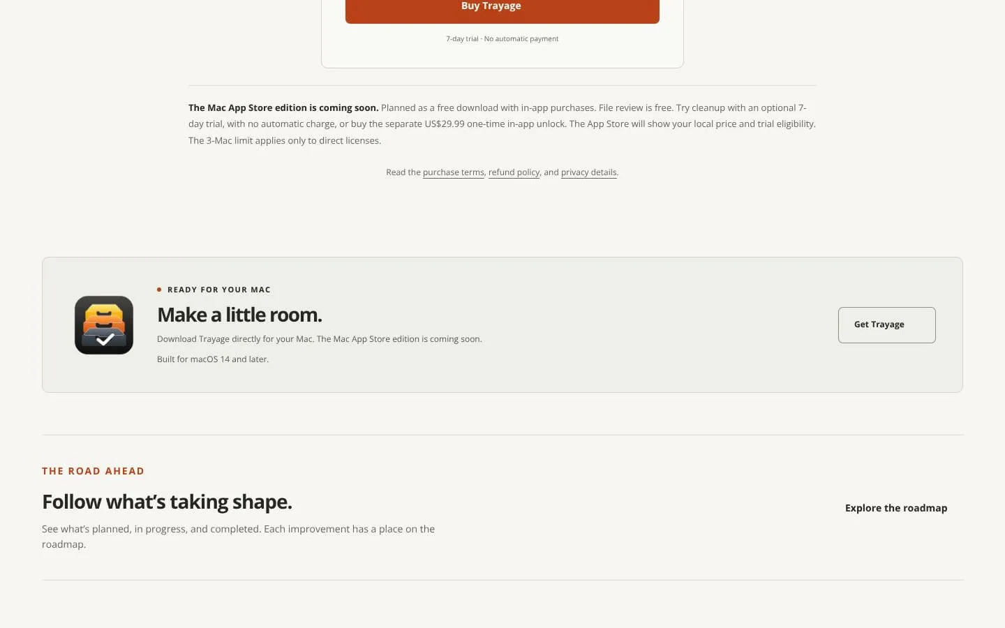Trayage screenshot
