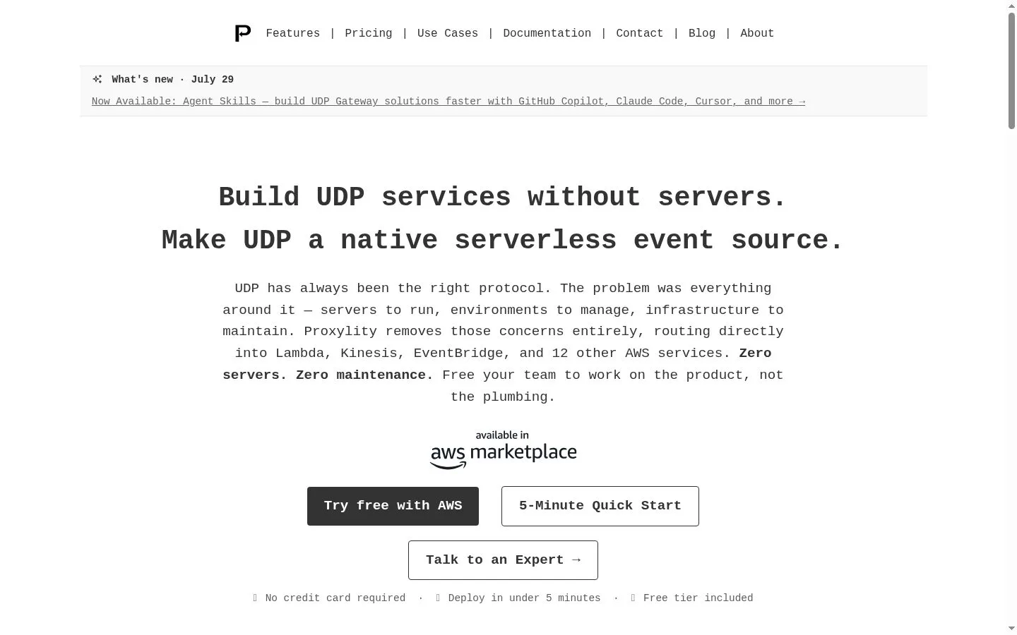 Proxylity UDP Gateway screenshot