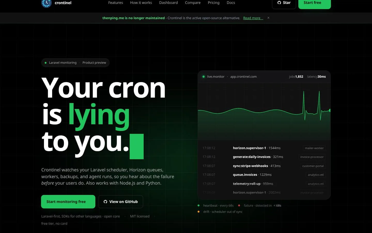 Crontinel screenshot