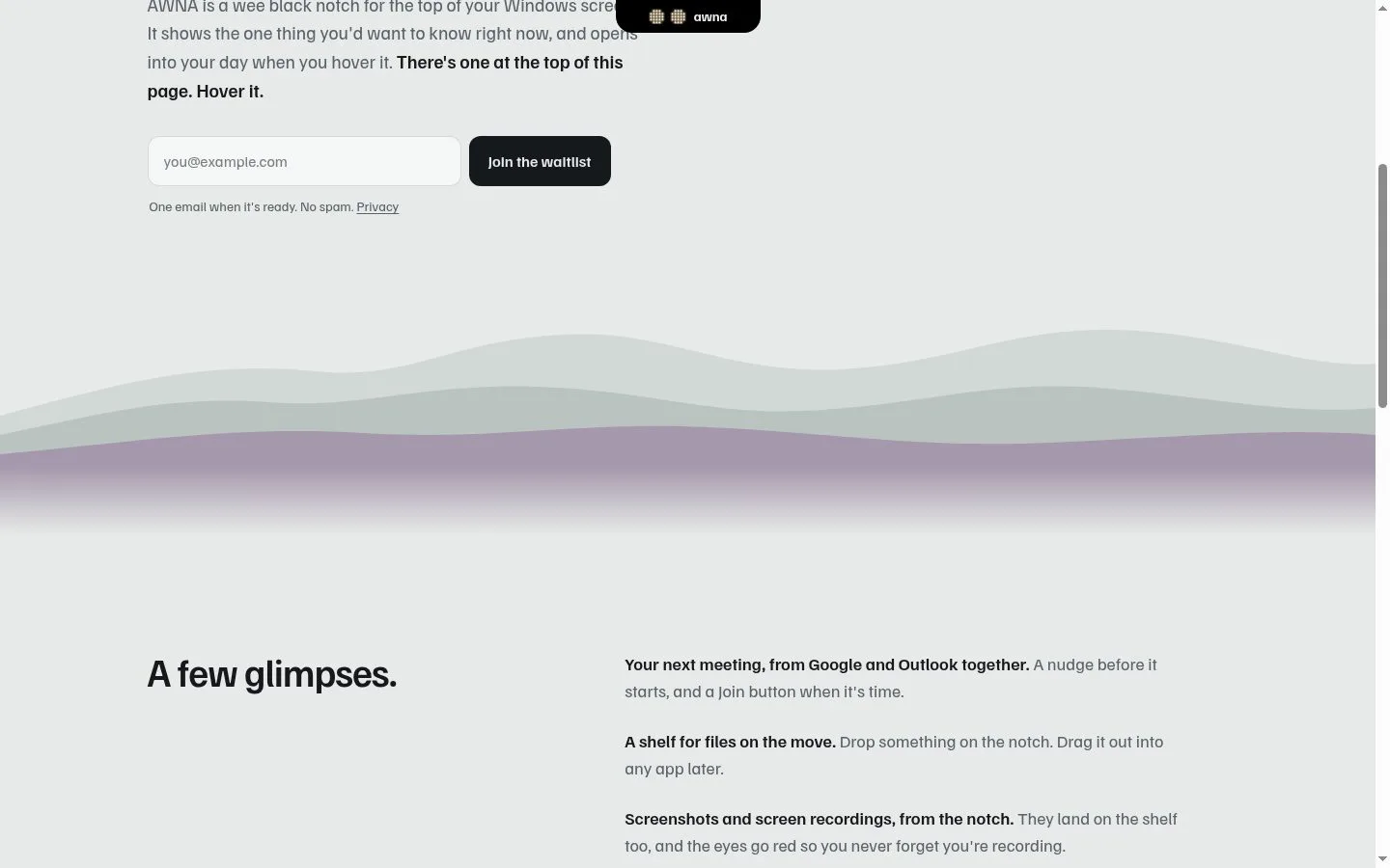 AWNA: A Wee Notch App screenshot