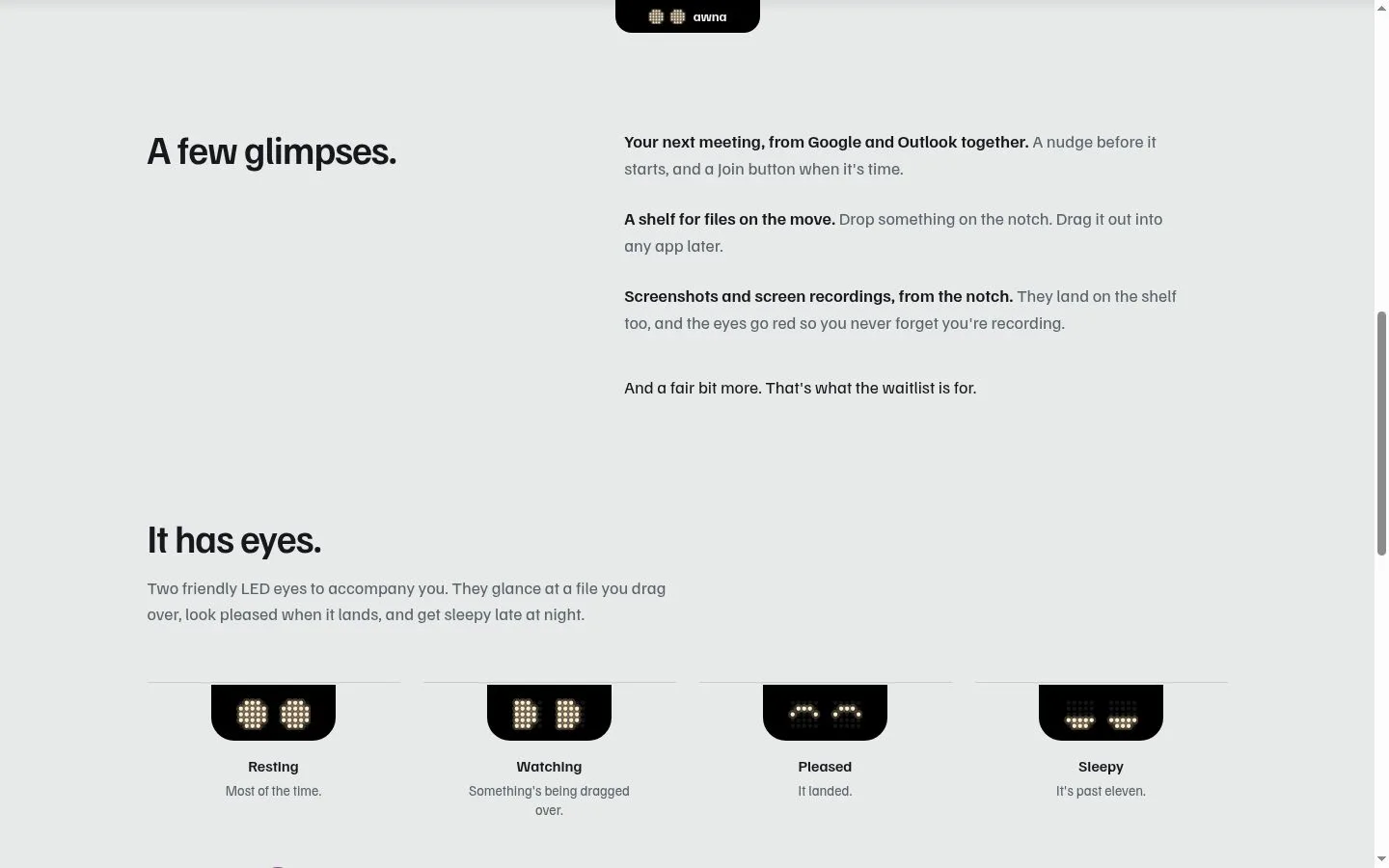AWNA: A Wee Notch App screenshot