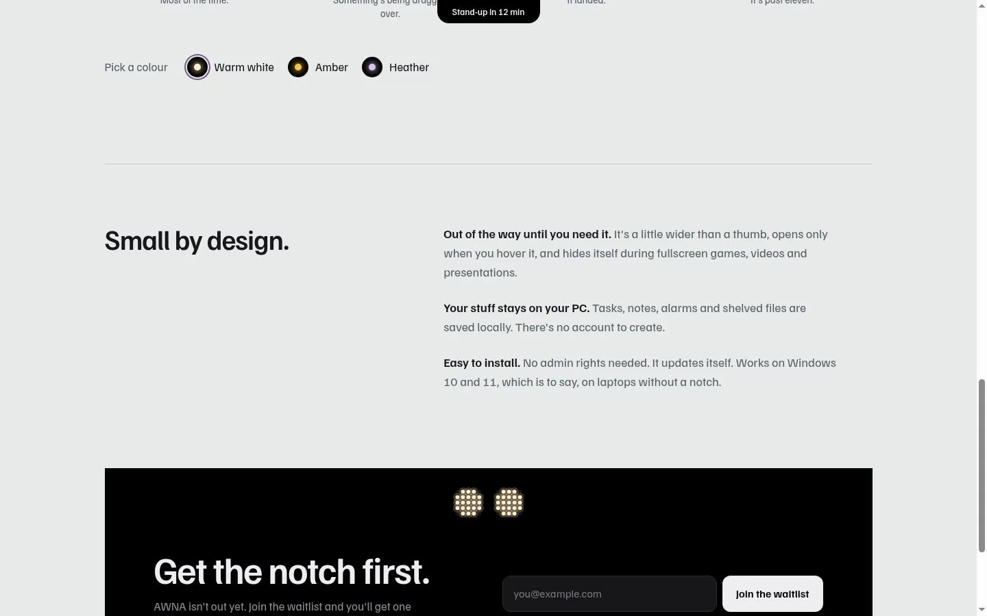 AWNA: A Wee Notch App screenshot