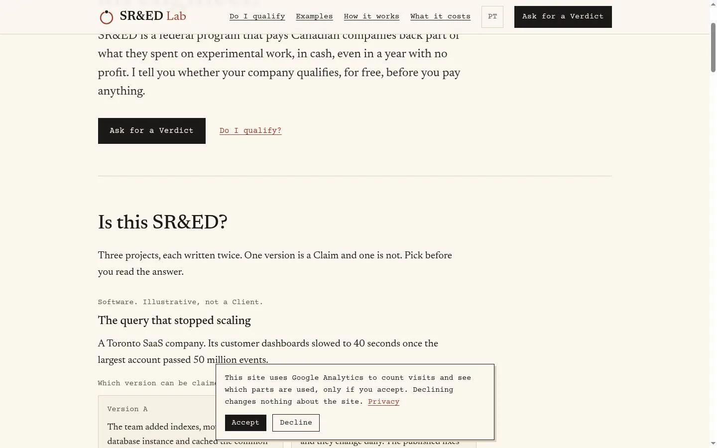 SR&ED Lab screenshot