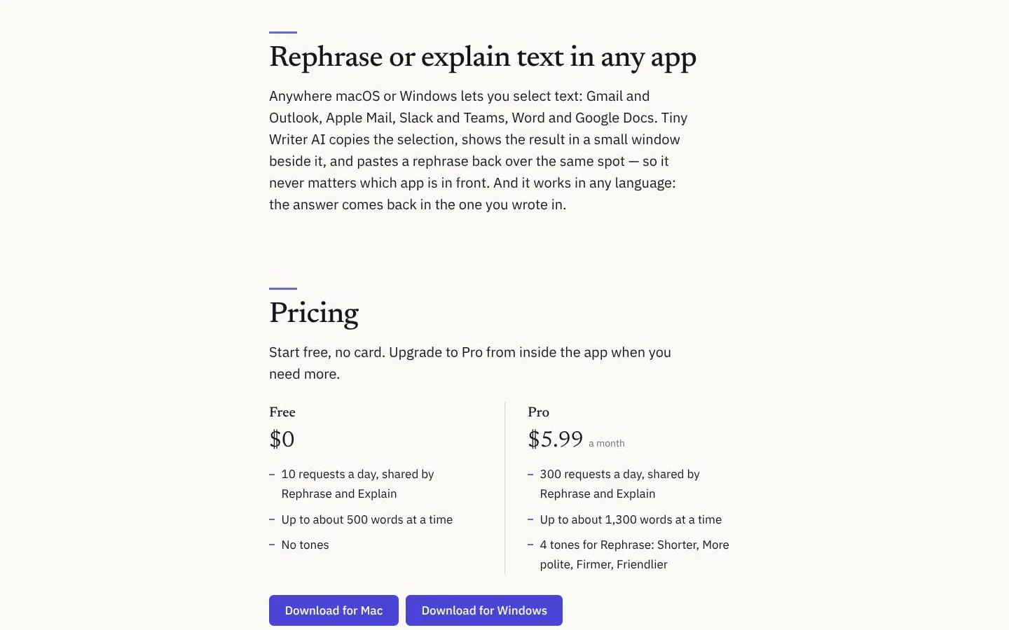 Tiny Writer AI screenshot