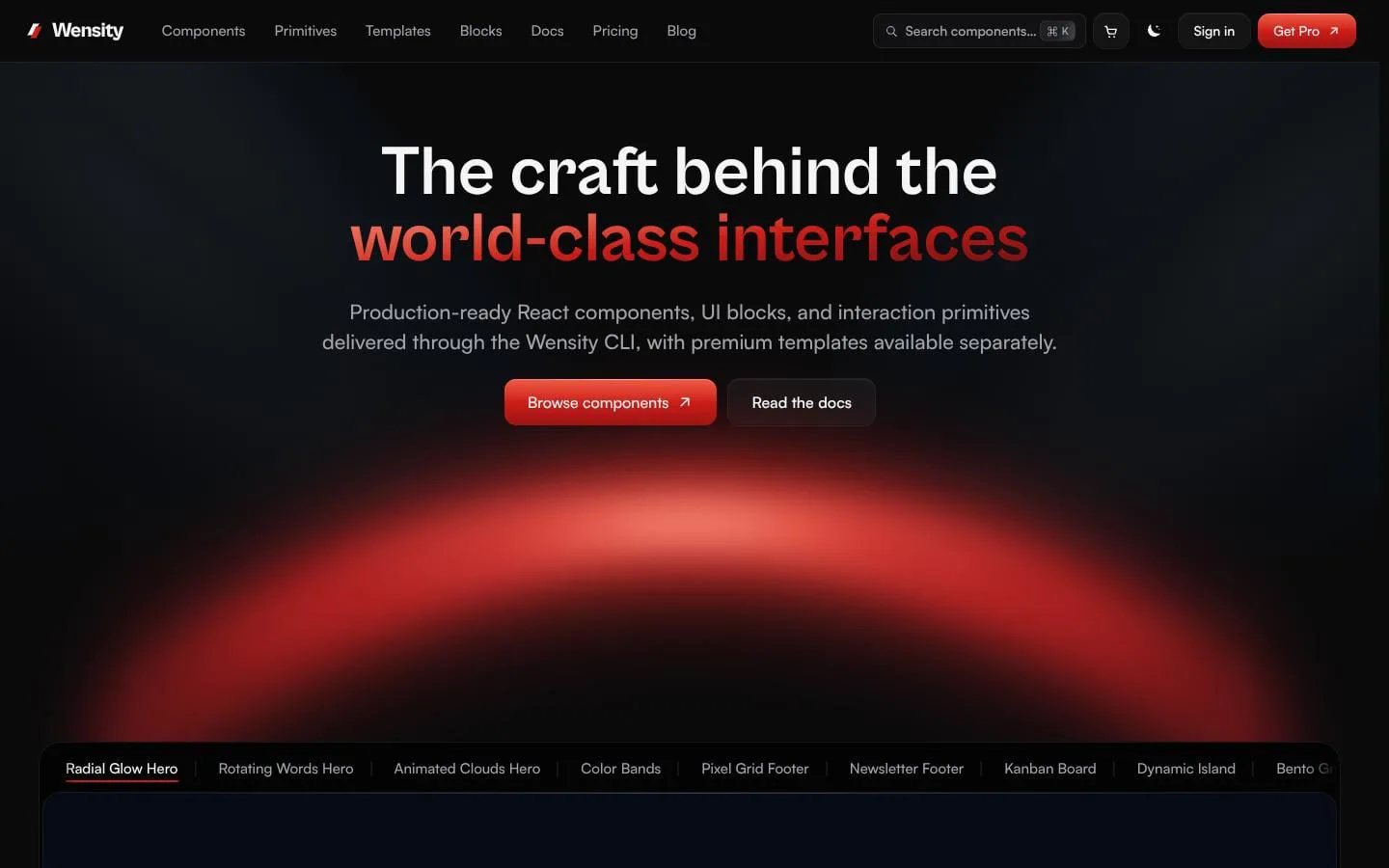 Wensity UI screenshot