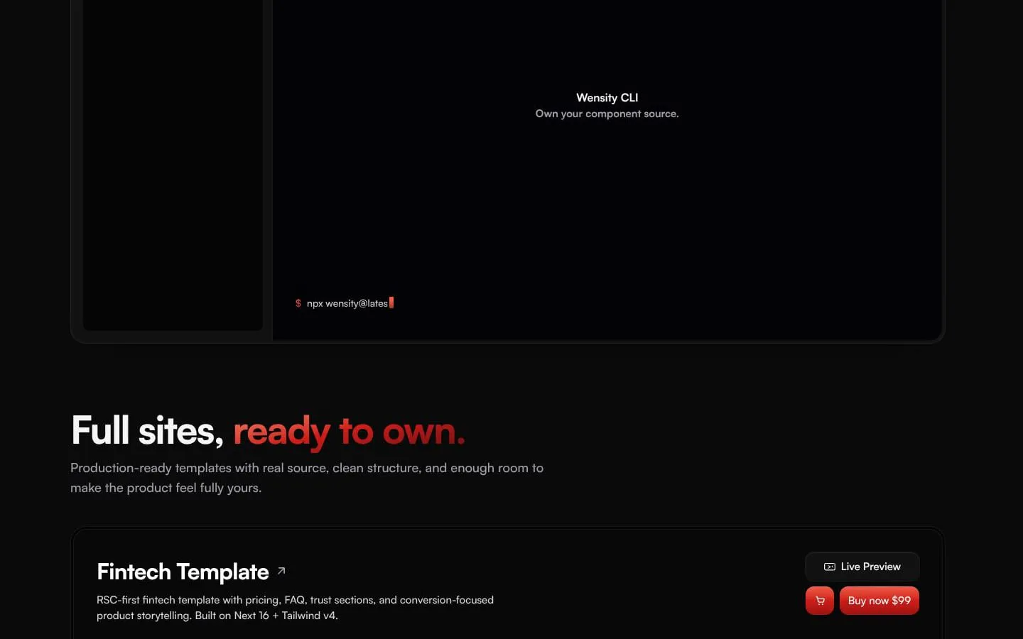 Wensity UI screenshot