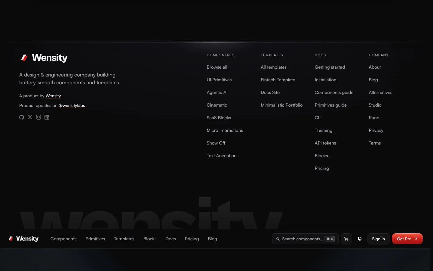 Wensity UI screenshot