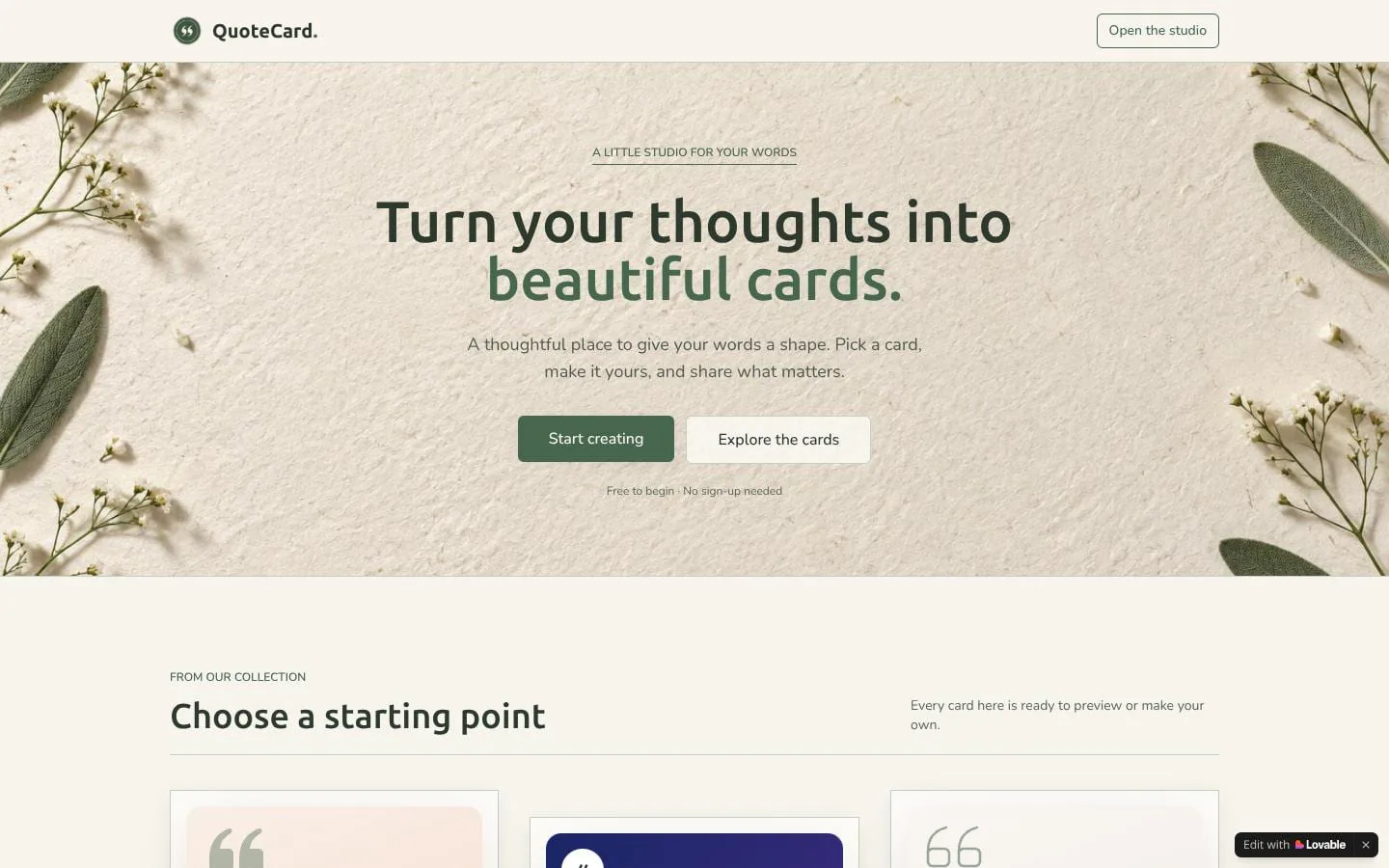 QuoteCard screenshot